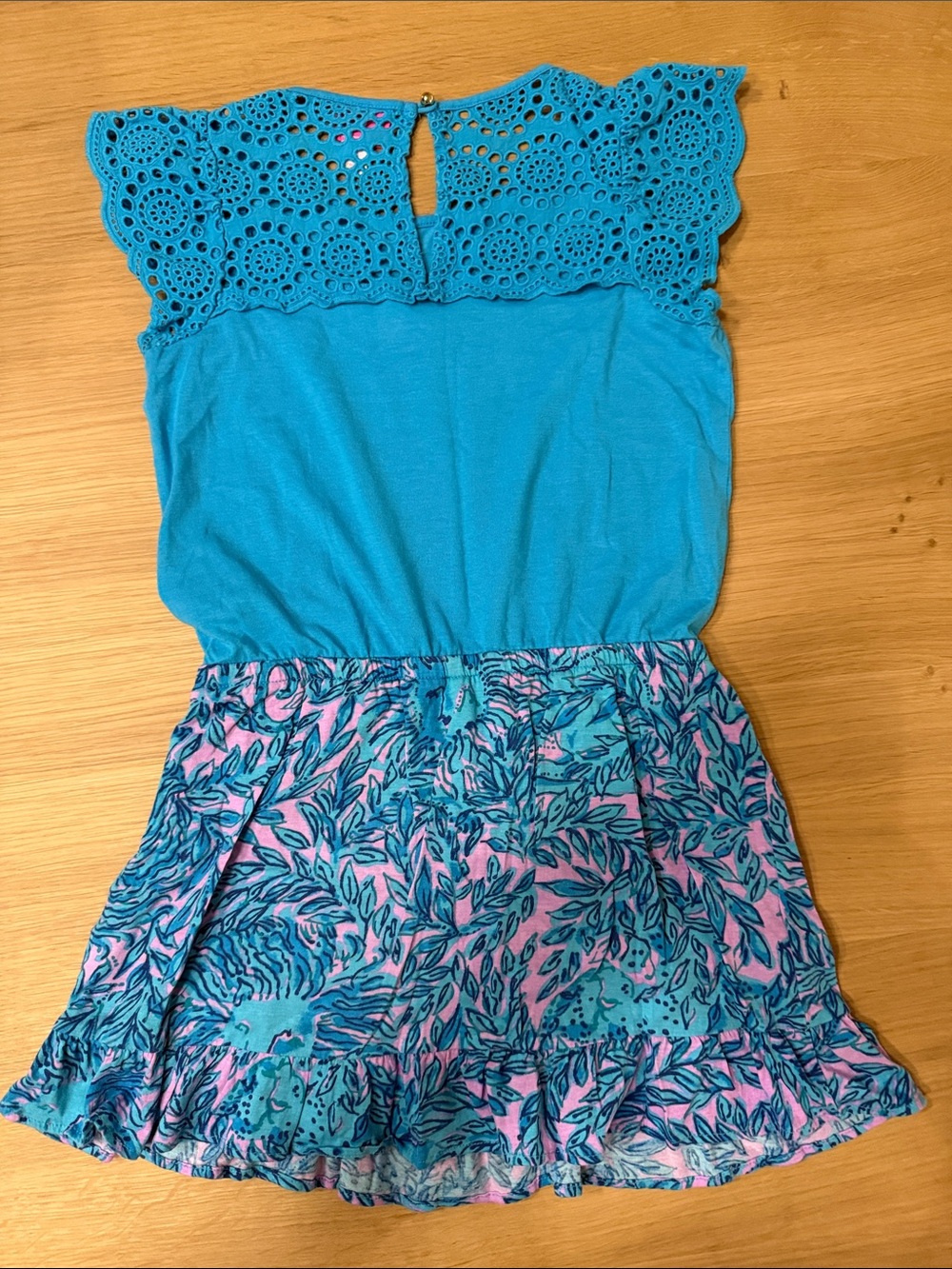 Lilly Pulitzer Turquoise Top with Pink & Turquoise Printed Skirt - Picture 2 of 4